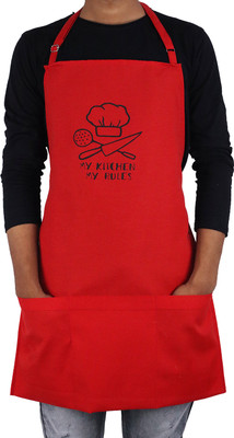 mesar Polyester Home Use Apron - Free Size(Red, Single Piece)
