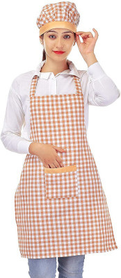 SWITCHON Cotton Home Use Apron - Free Size(White, Orange, Single Piece)