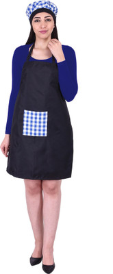 Tolexo Polyester Chef's Apron - Free Size(White, Blue, Single Piece)
