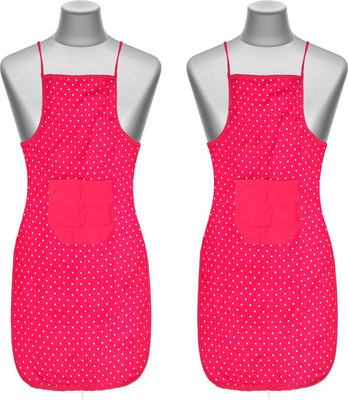 KUBER INDUSTRIES Cotton Home Use Apron - Free Size(Pink, Pack of 2)