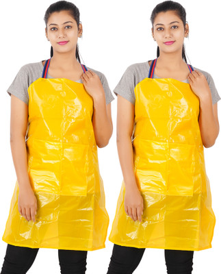 YAGOAVA PVC Home Use Apron - Free Size(Yellow, Pack of 2)