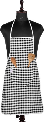 Heart Home Cotton Home Use Apron - Free Size(Black, Single Piece)