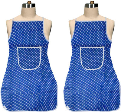 KUBER INDUSTRIES Cotton Home Use Apron - Free Size(Blue, Pack of 2)