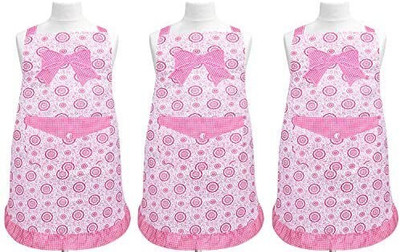 KUBER INDUSTRIES Cotton Home Use Apron - Free Size(Pink, White, Pack of 3)