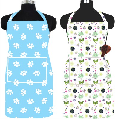 Home Reserve PVC Chef's Apron - Free Size(Light Blue, White, Green, Pack of 2)