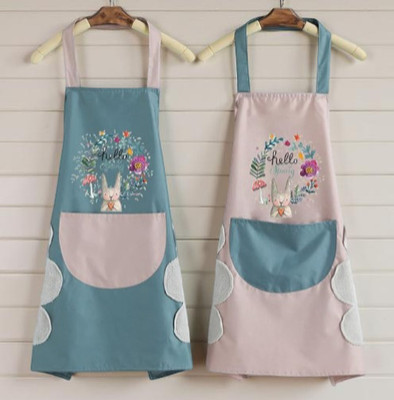 AshmakamMart Polyester Chef's Apron - Free Size(Pink, Blue, Pack of 2)
