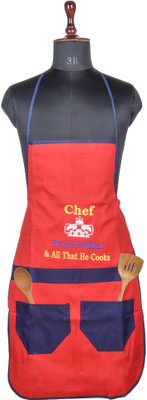 KUBER INDUSTRIES Polyester Home Use Apron - Free Size(Red, Single Piece)
