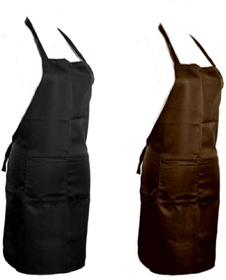 HFI Polyester Home Use Apron - Free Size(Black, Brown, Pack of 2)