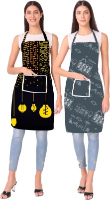 TRESCHIK Polyester Home Use Apron - Free Size(Black, Grey, Pack of 2)