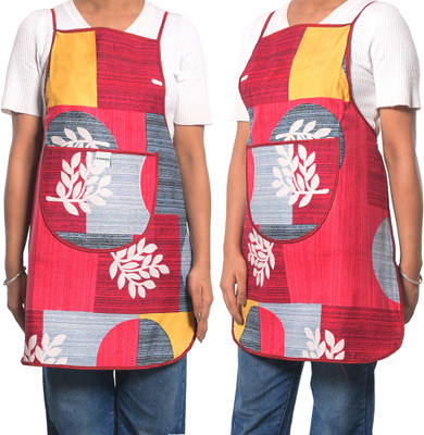 HOMESTIC PVC Home Use Apron - Free Size(Red, Pack of 2)