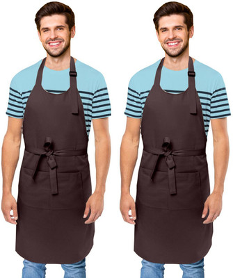 Cranique Polyester Home Use Apron - Free Size(Brown, Pack of 2)