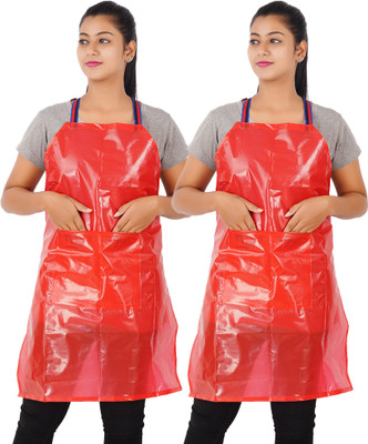 YAGOAVA PVC Home Use Apron - Free Size(Red, Pack of 2)