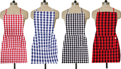 KUBER INDUSTRIES Cotton Home Use Apron - Free Size(Multicolor, Pack of 4)