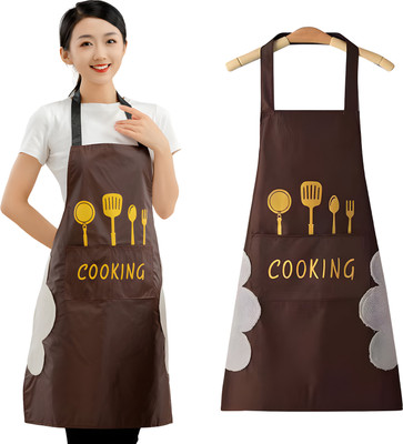 Kraptick Polyester Chef's Apron - Medium(Maroon, Single Piece)