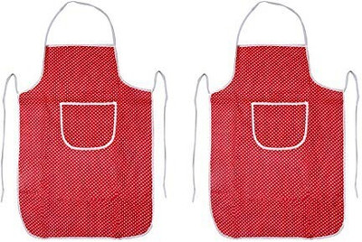 KUBER INDUSTRIES Cotton Home Use Apron - Free Size(Maroon, White, Pack of 2)