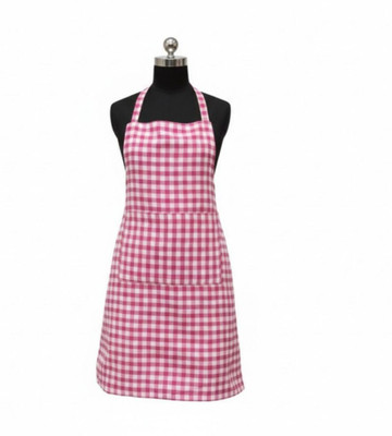 ProtClothing Cotton Home Use Apron - Large(Pink, White, Single Piece)