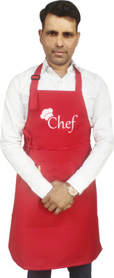 SWITCHON Polyester Chef's Apron - Free Size(Red, Single Piece)