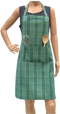 Pixel Home Cotton Home Use Apron - Free Size(Green, Single Piece)