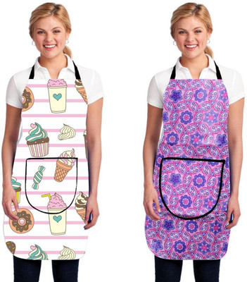 brothers trendz Cotton Chef's Apron - Free Size(Multicolor, Pack of 2)
