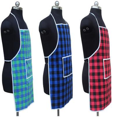 SANRAKSSHAN Cotton Home Use Apron - Free Size(Multicolor, Pack of 3)