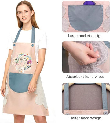 PORMONO Polyester Home Use Apron - Free Size(Pink, Single Piece)