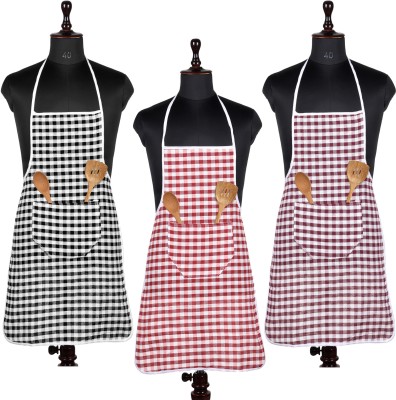 KUBER INDUSTRIES Cotton Home Use Apron - Free Size(Multicolor, Pack of 3)