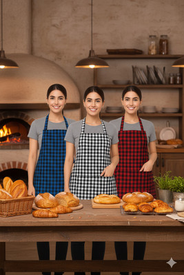Dratini Cotton Home Use Apron - Free Size(Multicolor, Pack of 3)