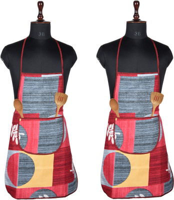 KUBER INDUSTRIES Cotton Home Use Apron - Free Size(Red, Pack of 2)
