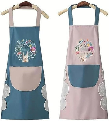 VAGMI STORE Polyester Home Use Apron - Free Size(Multicolor, Pack of 2)