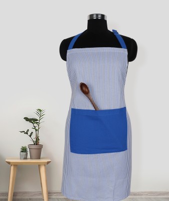 Peperhomia Cotton Home Use Apron - XXL(Blue, White, Single Piece)