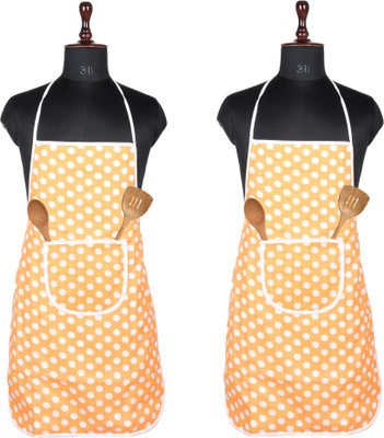 KUBER INDUSTRIES Polyester Home Use Apron - Free Size(Orange, Pack of 2)