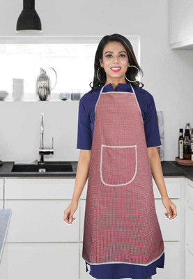 Kanushi Industries Cotton Home Use Apron - Free Size(Red, White, Single Piece)