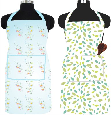 Furnspace PVC Chef's Apron - Free Size(Light Blue, Light Green, Yellow, Pack of 2)