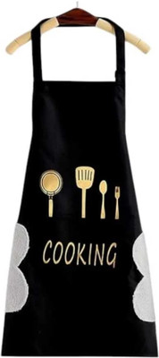 PORMONO Polyester Home Use Apron - Free Size(Black, Single Piece)