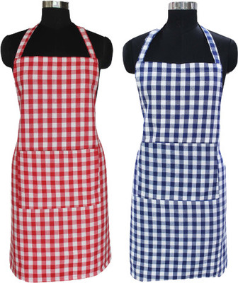 Flipkart SmartBuy Cotton Home Use Apron - Free Size(Blue, Red, Pack of 2)