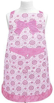 KUBER INDUSTRIES Cotton Home Use Apron - Free Size(Pink, White, Single Piece)
