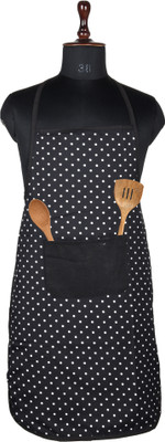 KUBER INDUSTRIES Cotton Home Use Apron - Free Size(Black, Single Piece)