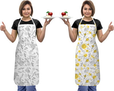 OASIS Cotton Home Use Apron - Free Size(Yellow, Black, Pack of 2)