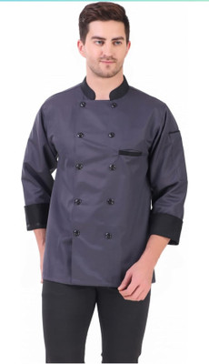 UNISIM Polyester Chef's Apron - Small(Grey, Single Piece)