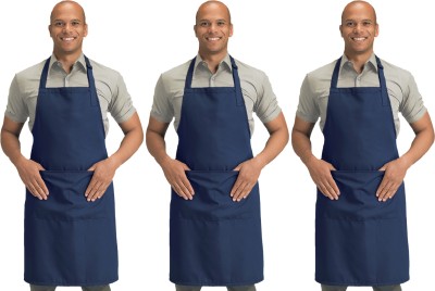 Blackpoll Polyester Home Use Apron - Free Size(Blue, Pack of 3)