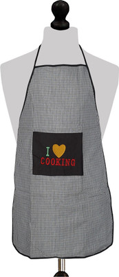 Kanushi Industries Cotton Home Use Apron - Free Size(Black, Single Piece)