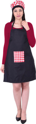 Tolexo Polyester Chef's Apron - Free Size(Red, White, Single Piece)