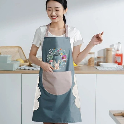 ABlue Clipper Polyester Home Use Apron - Free Size(Blue, Single Piece)
