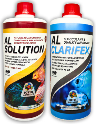 Jothi Aquatics Aquarium Fish Tank Essentials Starter Kit | AL Solution + Clarifex | 2x1000ml Solvent Aquarium Cleaner