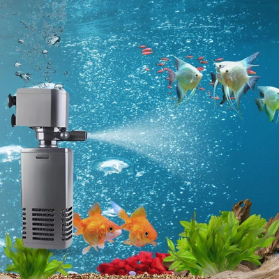 kickAt Aquarium PREMIUM Filter Pump 3 in 1 High Power Oxygen Filteration System 1000f Power Aquarium Filter(Mechanical Filtration for Salt Water and Fresh Water)