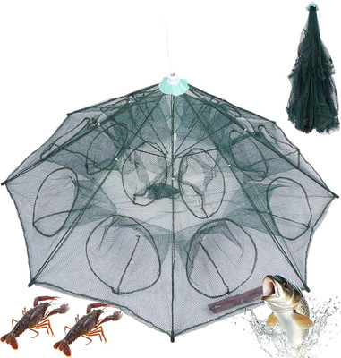 PROBEROS Foldable Fishing Net Nylon 24 Hole Fish Crab Trap Cage Aquarium Fish Net(60 cm x 8.8 cm)
