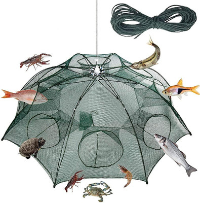 Qpets Portable Fishing Net,Shrimp Minnow Crayfish Crab Baits Cast Mesh Trap, Aquarium Fish Net(35 cm x 95 cm)