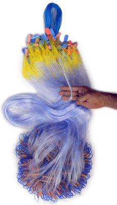 Barsha Fishing Nets 70mm fishing net kathi jaal Fishing Net(Blue, Yellow)