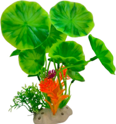 Nitishree Aquarium Plant for Fish Tank | Lotus Leaf |Tank Decoration Plant Green Base Red Aquarium Plant Anchor(1 Plant Anchors)
