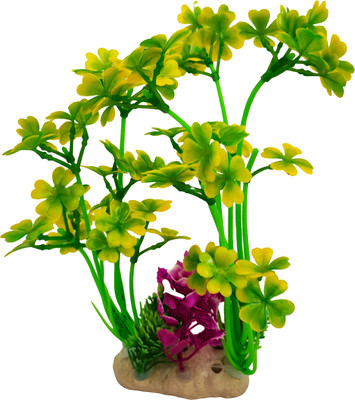 Nitishree Artificial Aquarium Plant Decoration for Fish Tank | Yellow-Green Plastic Plant Aquarium Plant Anchor(1 Plant Anchors)